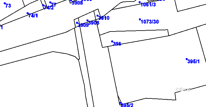 Parcela st. 1073/75 v KÚ Javorník-ves, Katastrální mapa