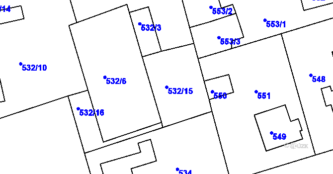 Parcela st. 532/15 v KÚ Javorník-ves, Katastrální mapa