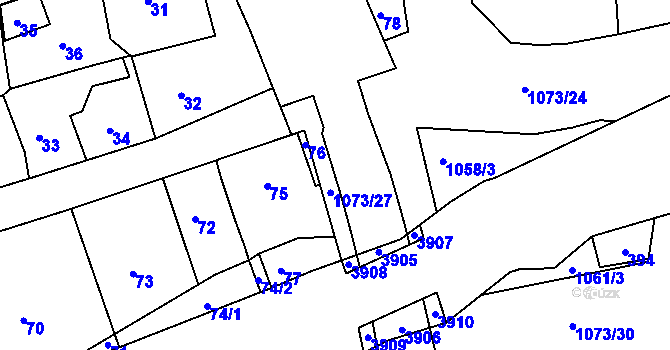 Parcela st. 1073/26 v KÚ Javorník-ves, Katastrální mapa