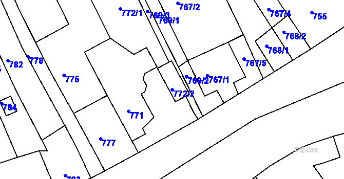 Parcela st. 772/2 v KÚ Javorník-ves, Katastrální mapa