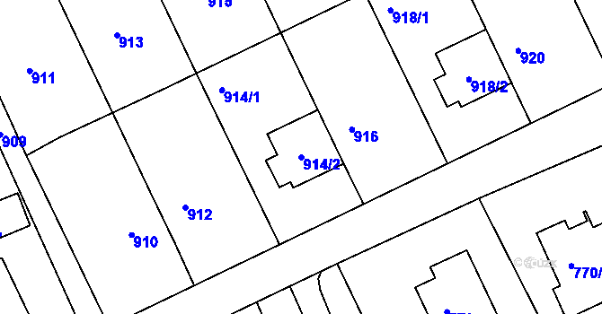 Parcela st. 914/2 v KÚ Javorník-ves, Katastrální mapa