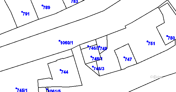 Parcela st. 746/2 v KÚ Javorník-ves, Katastrální mapa