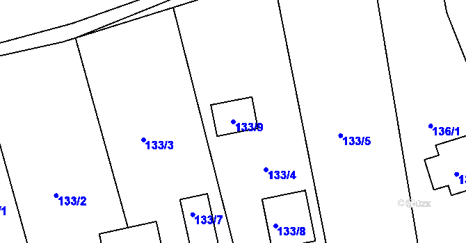 Parcela st. 133/9 v KÚ Javorník-ves, Katastrální mapa