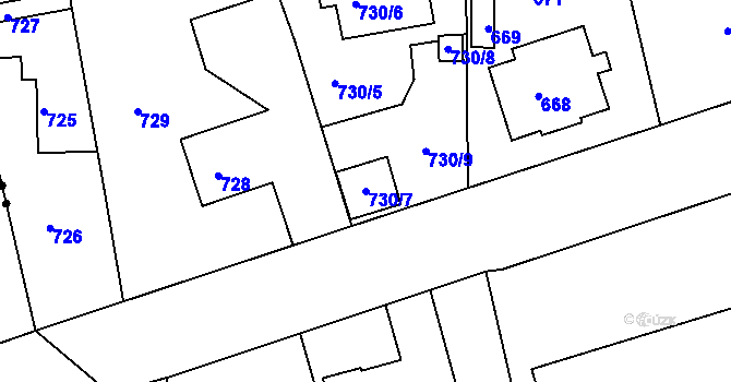 Parcela st. 730/7 v KÚ Javorník-ves, Katastrální mapa