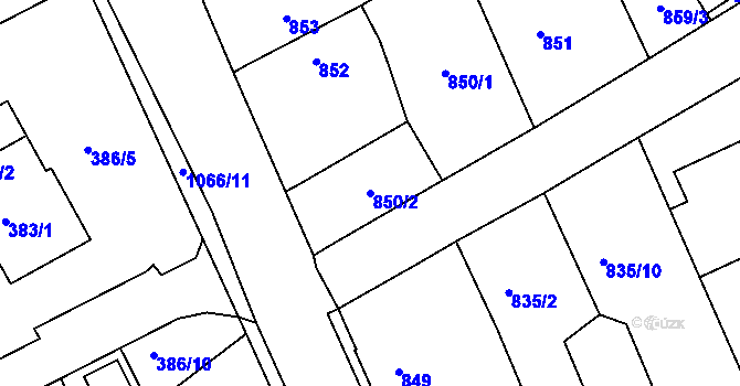 Parcela st. 850/2 v KÚ Javorník-ves, Katastrální mapa