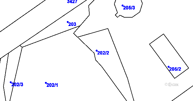 Parcela st. 202/2 v KÚ Javorník-ves, Katastrální mapa
