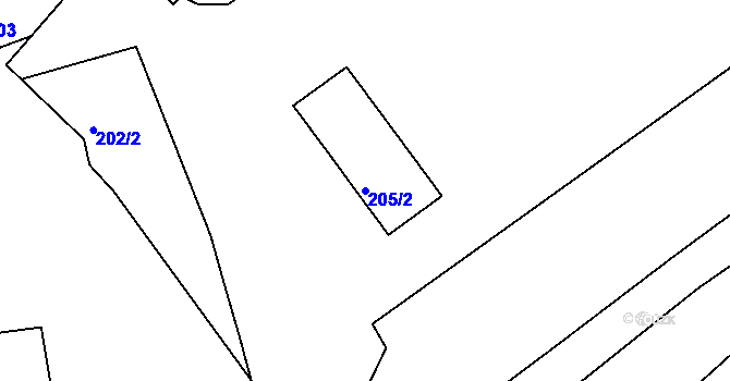 Parcela st. 205/2 v KÚ Javorník-ves, Katastrální mapa