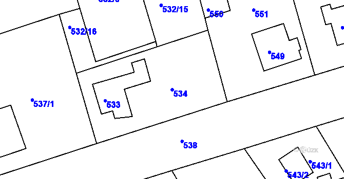 Parcela st. 534 v KÚ Javorník-ves, Katastrální mapa