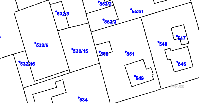 Parcela st. 550 v KÚ Javorník-ves, Katastrální mapa