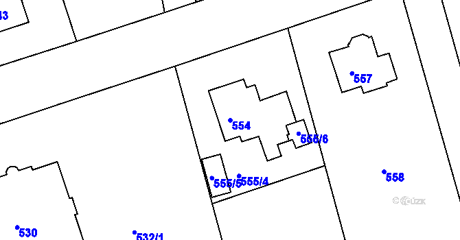 Parcela st. 554 v KÚ Javorník-ves, Katastrální mapa