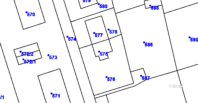 Parcela st. 575 v KÚ Javorník-ves, Katastrální mapa