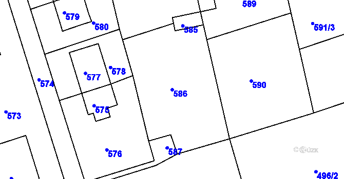 Parcela st. 586 v KÚ Javorník-ves, Katastrální mapa