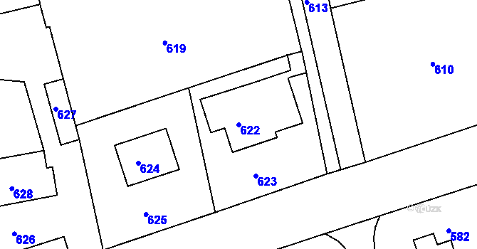 Parcela st. 622 v KÚ Javorník-ves, Katastrální mapa