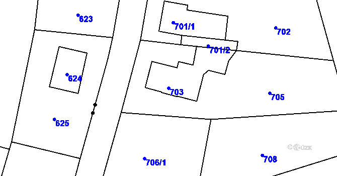 Parcela st. 703 v KÚ Javorník-ves, Katastrální mapa