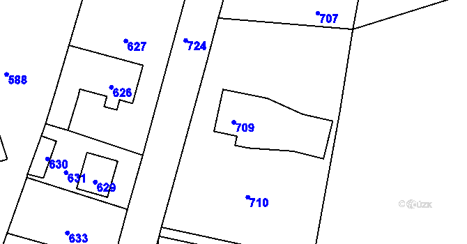 Parcela st. 709 v KÚ Javorník-ves, Katastrální mapa