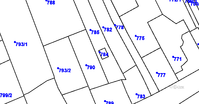Parcela st. 784 v KÚ Javorník-ves, Katastrální mapa