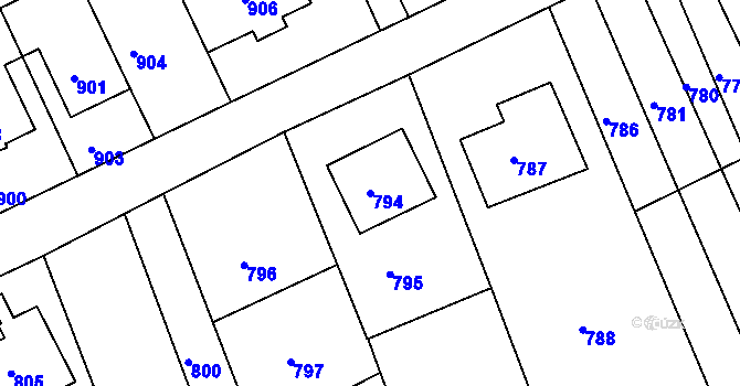 Parcela st. 794 v KÚ Javorník-ves, Katastrální mapa