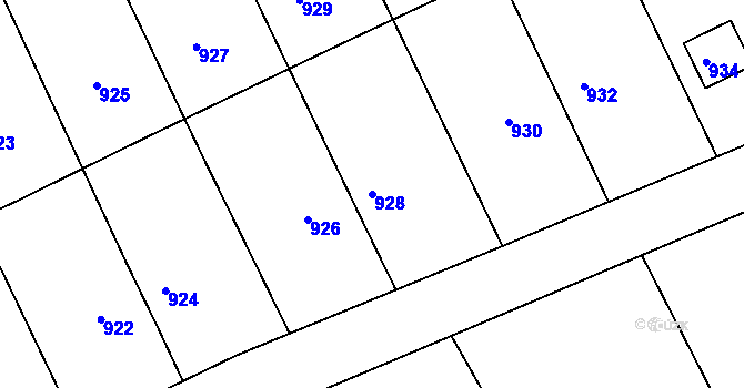 Parcela st. 928 v KÚ Javorník-ves, Katastrální mapa