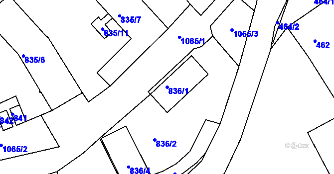Parcela st. 836/1 v KÚ Javorník-ves, Katastrální mapa
