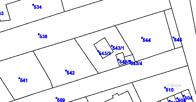 Parcela st. 543/2 v KÚ Javorník-ves, Katastrální mapa