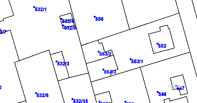 Parcela st. 553/2 v KÚ Javorník-ves, Katastrální mapa