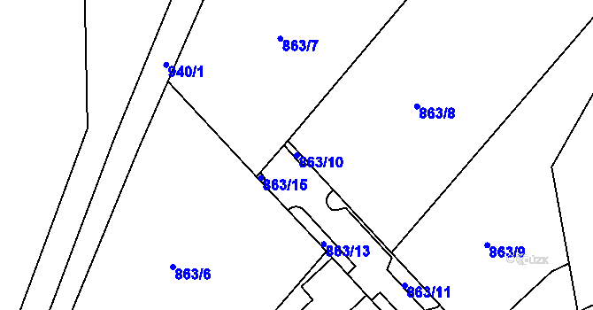 Parcela st. 863/10 v KÚ Javorník-ves, Katastrální mapa