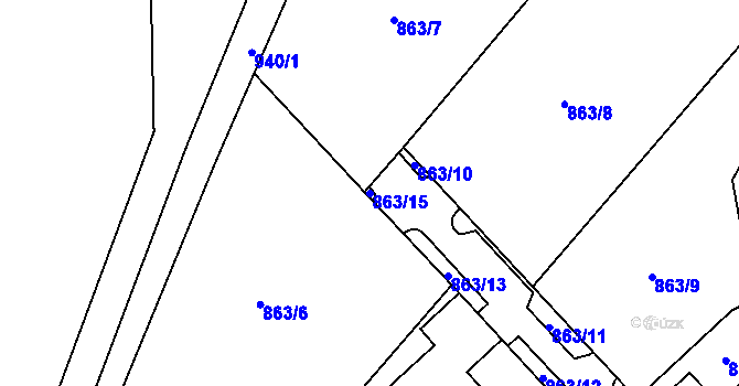Parcela st. 863/15 v KÚ Javorník-ves, Katastrální mapa