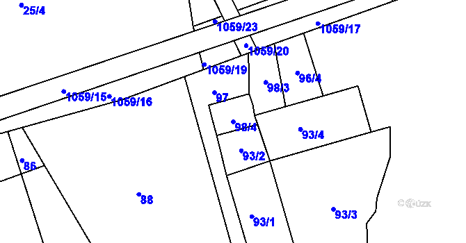 Parcela st. 98/4 v KÚ Javorník-ves, Katastrální mapa