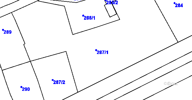 Parcela st. 287/1 v KÚ Javorník-ves, Katastrální mapa