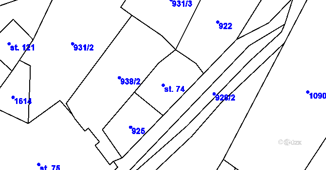 Parcela st. 74 v KÚ Zálesí u Javorníka, Katastrální mapa