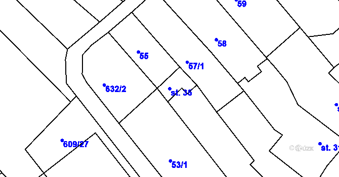 Parcela st. 35 v KÚ Javůrek, Katastrální mapa