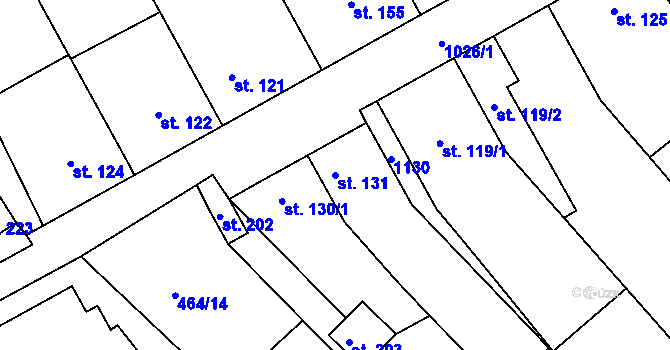 Parcela st. 131 v KÚ Javůrek, Katastrální mapa