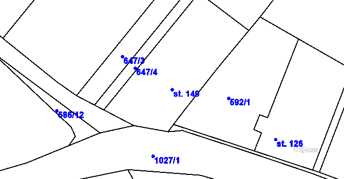 Parcela st. 149 v KÚ Javůrek, Katastrální mapa