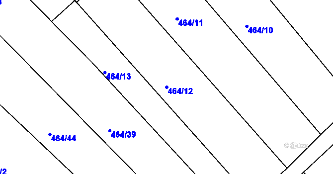 Parcela st. 464/12 v KÚ Javůrek, Katastrální mapa