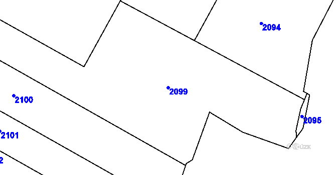 Parcela st. 2099 v KÚ Javůrek, Katastrální mapa