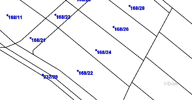 Parcela st. 168/24 v KÚ Javůrek, Katastrální mapa