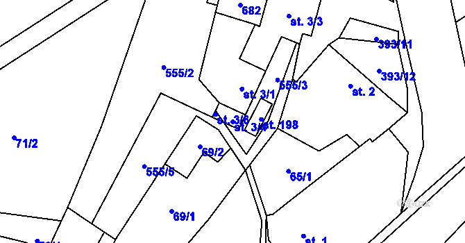 Parcela st. 3/4 v KÚ Bělá u Jedlé, Katastrální mapa