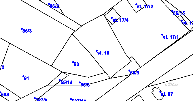Parcela st. 18 v KÚ Bělá u Jedlé, Katastrální mapa