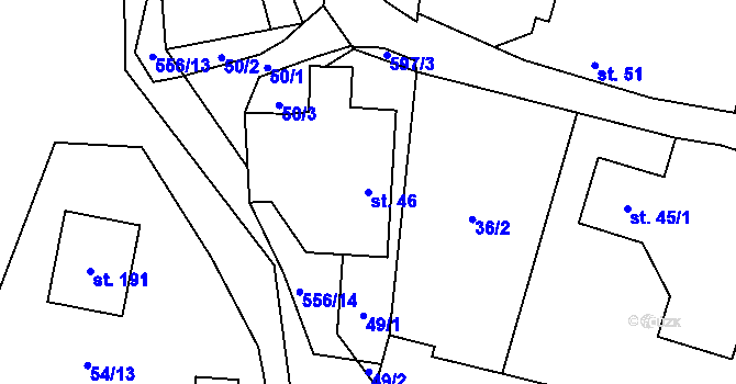 Parcela st. 46 v KÚ Bělá u Jedlé, Katastrální mapa