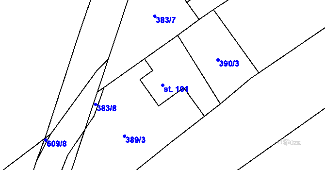 Parcela st. 101 v KÚ Bělá u Jedlé, Katastrální mapa