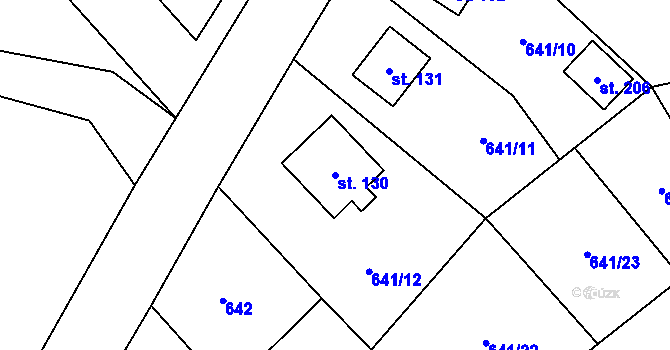 Parcela st. 130 v KÚ Bělá u Jedlé, Katastrální mapa