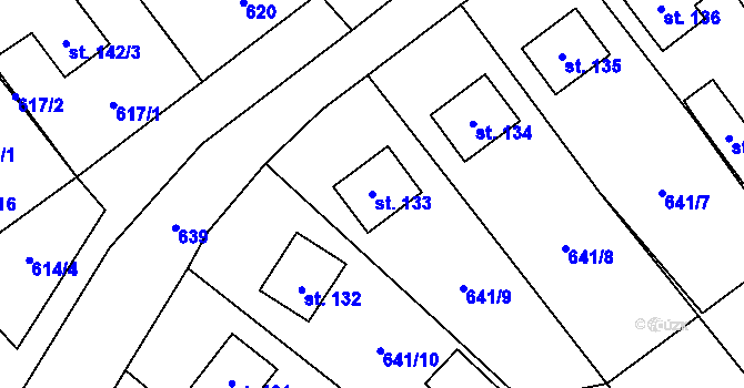 Parcela st. 133 v KÚ Bělá u Jedlé, Katastrální mapa