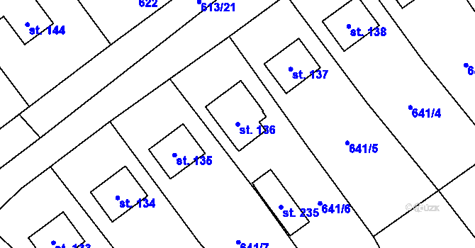Parcela st. 136 v KÚ Bělá u Jedlé, Katastrální mapa