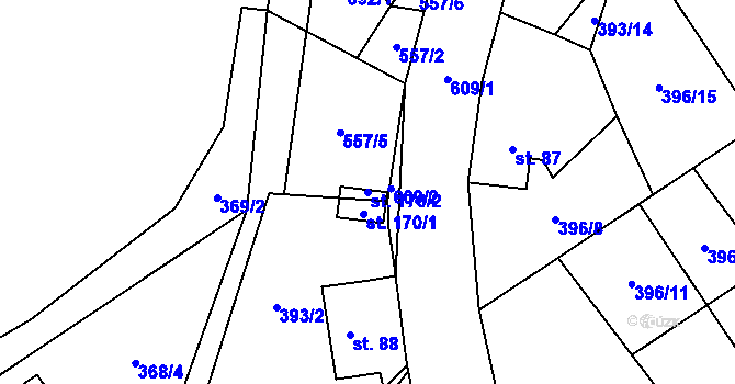 Parcela st. 170/2 v KÚ Bělá u Jedlé, Katastrální mapa
