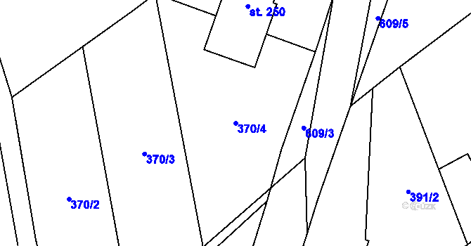 Parcela st. 370/4 v KÚ Bělá u Jedlé, Katastrální mapa