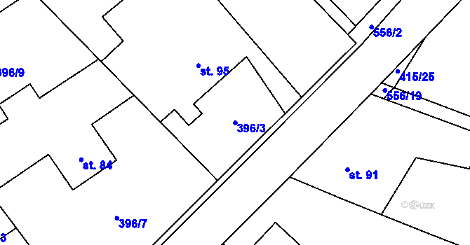 Parcela st. 396/3 v KÚ Bělá u Jedlé, Katastrální mapa