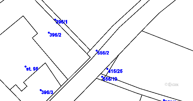 Parcela st. 556/2 v KÚ Bělá u Jedlé, Katastrální mapa