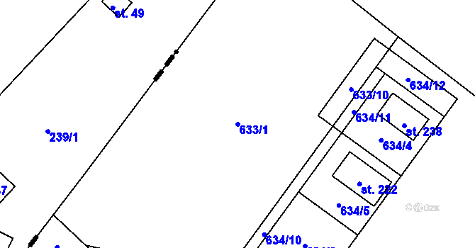 Parcela st. 633/1 v KÚ Bělá u Jedlé, Katastrální mapa