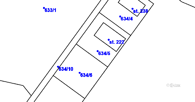 Parcela st. 634/5 v KÚ Bělá u Jedlé, Katastrální mapa