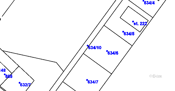 Parcela st. 634/10 v KÚ Bělá u Jedlé, Katastrální mapa